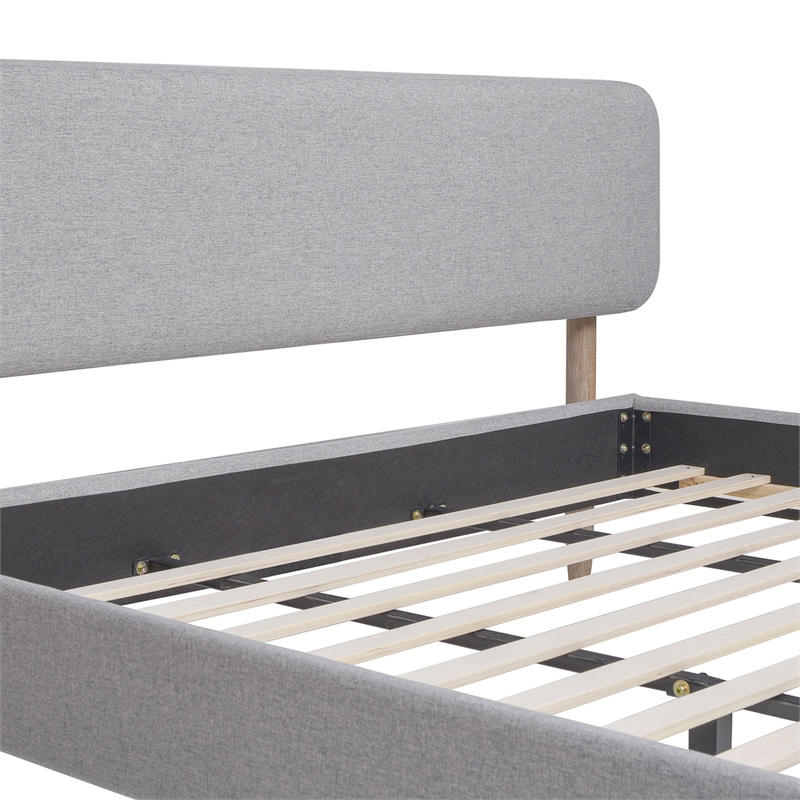 Diego Low Upholstered Platform Bed King Light Grey Polyester