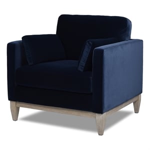 Knox 36&quot Modern Farmhouse Arm Chair Dark Navy Blue Performance Velvet