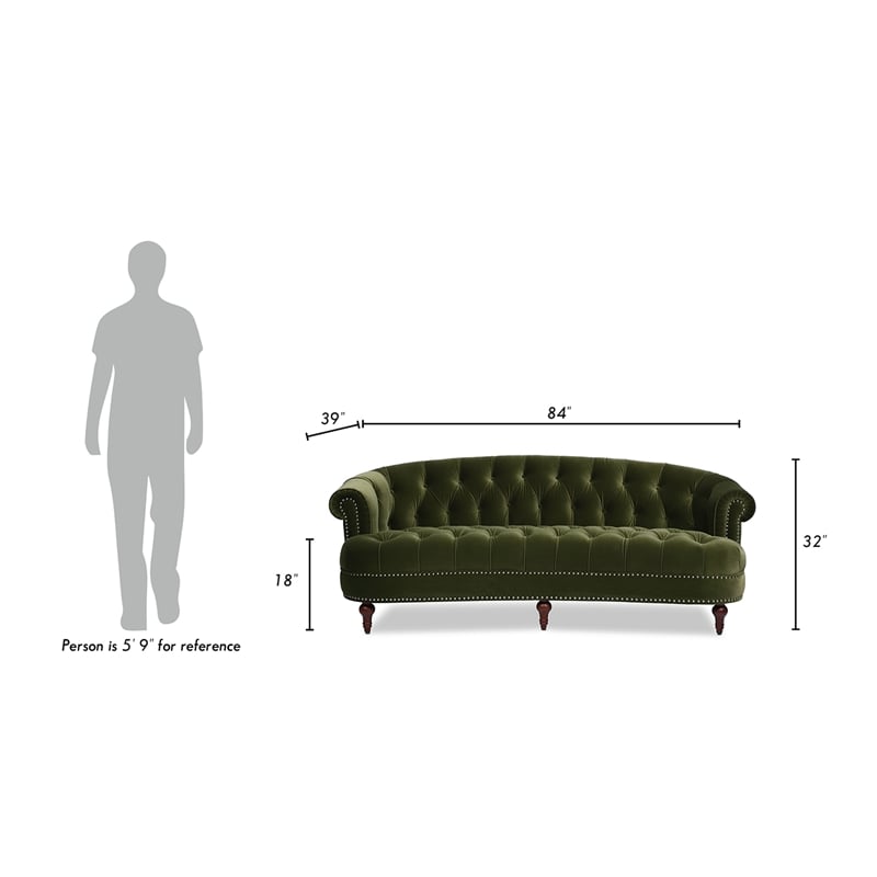 La Rosa Victorian Chesterfield Tufted Sofa Olive Green Performance Velvet