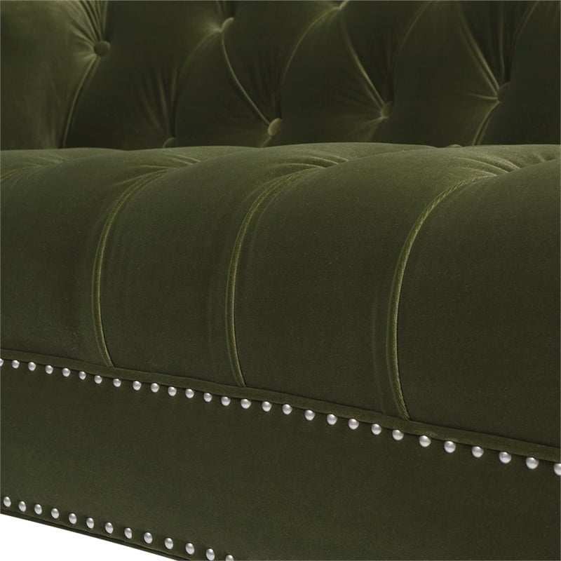 La Rosa Victorian Chesterfield Tufted Sofa Olive Green Performance Velvet