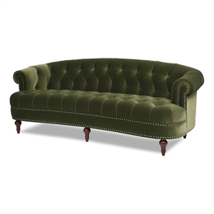 La Rosa Victorian Chesterfield Tufted Sofa Olive Green Performance Velvet