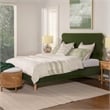 Stockholm Wavy Headboard Platform Bed Queen Olive Green Performance Velvet