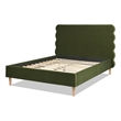 Stockholm Wavy Headboard Platform Bed Queen Olive Green Performance Velvet