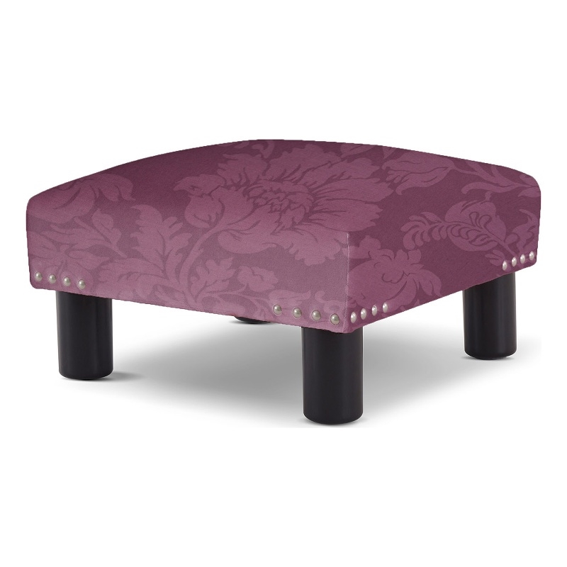 Jules Square Accent Ottoman Purple Floral Sateen