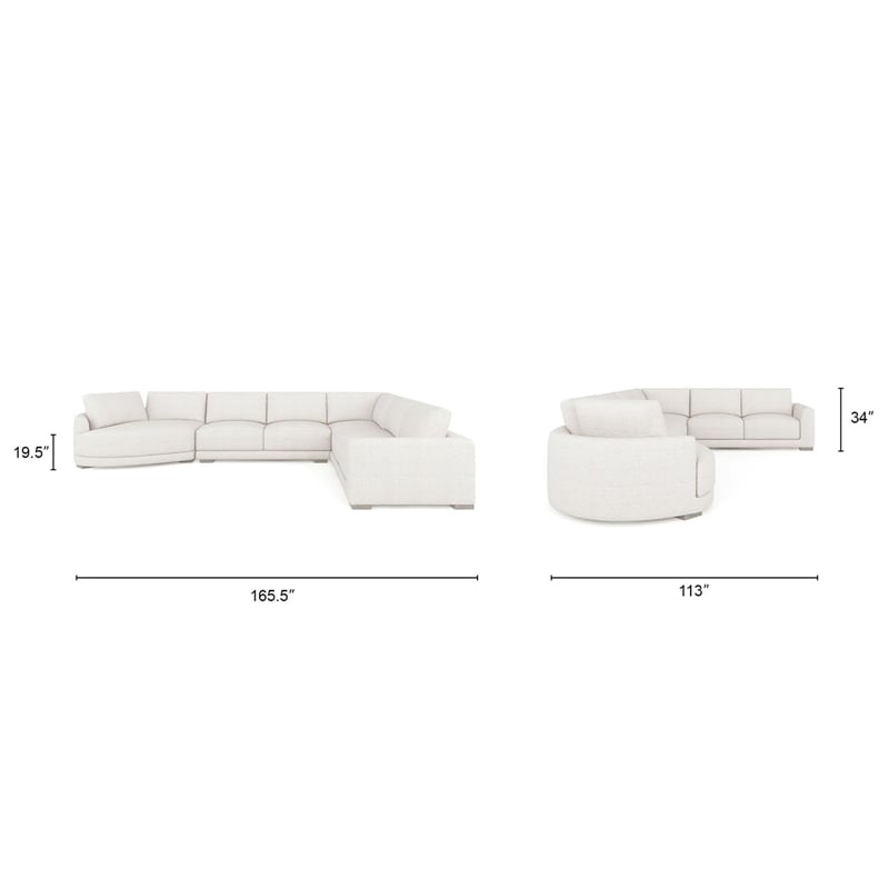 Laguna 166 Left Arm Facing Modular Feather Cushion 4 Piece Chaise Sectional Sofa