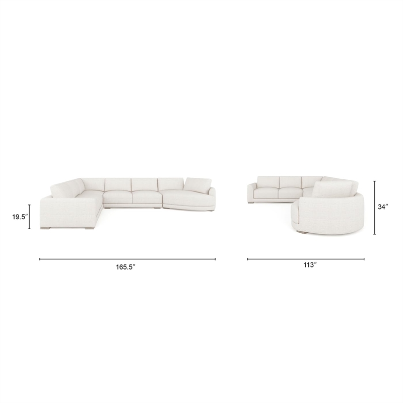 Laguna 166 Right Arm Facing Modular Feather Cushion 4 Piece Chaise Sectional