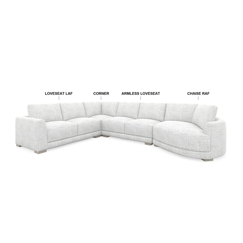 Laguna 166 Right Arm Facing Modular Feather Cushion 4 Piece Chaise Sectional
