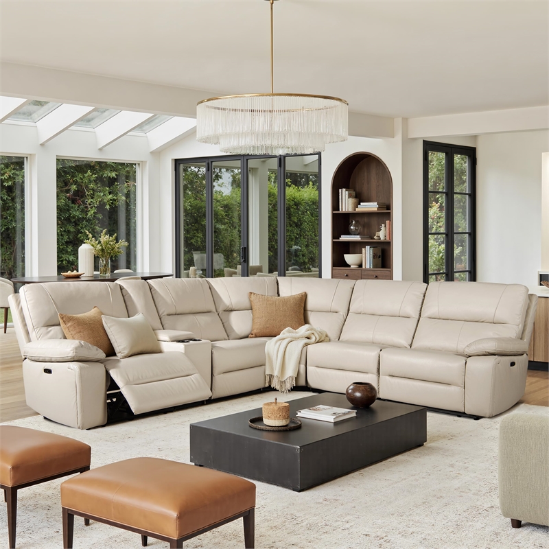 Malibu 130 Modern Power Motion 6 Piece Reclining Sectional with Cup Holders