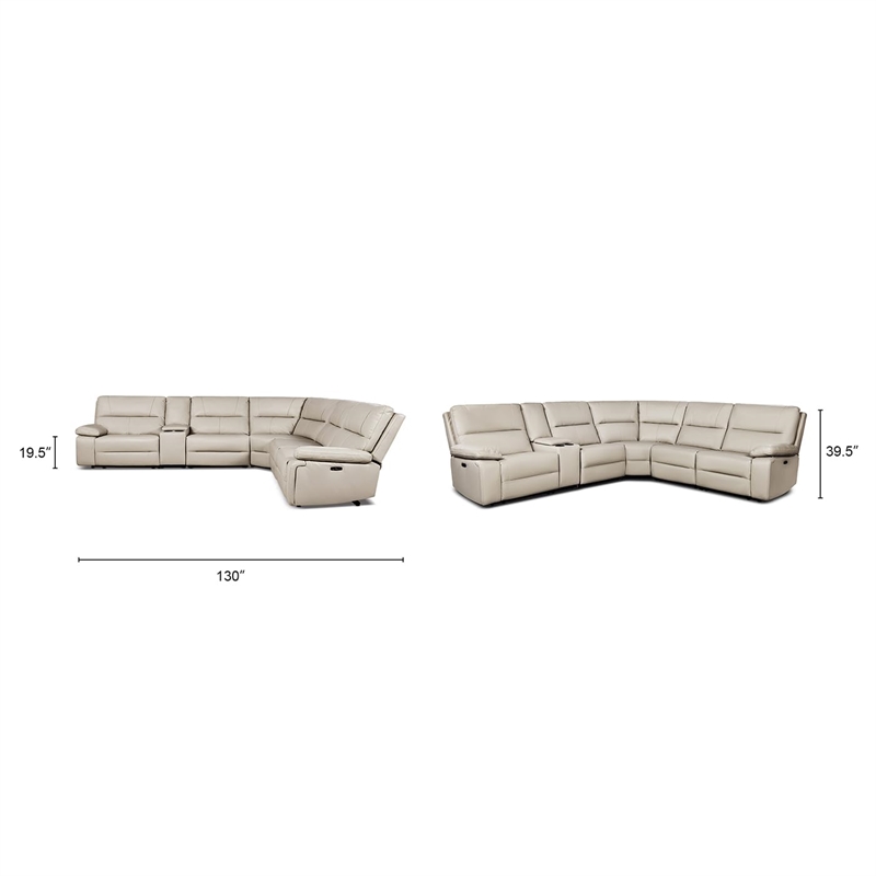 Malibu 130 Modern Power Motion 6 Piece Reclining Sectional with Cup Holders