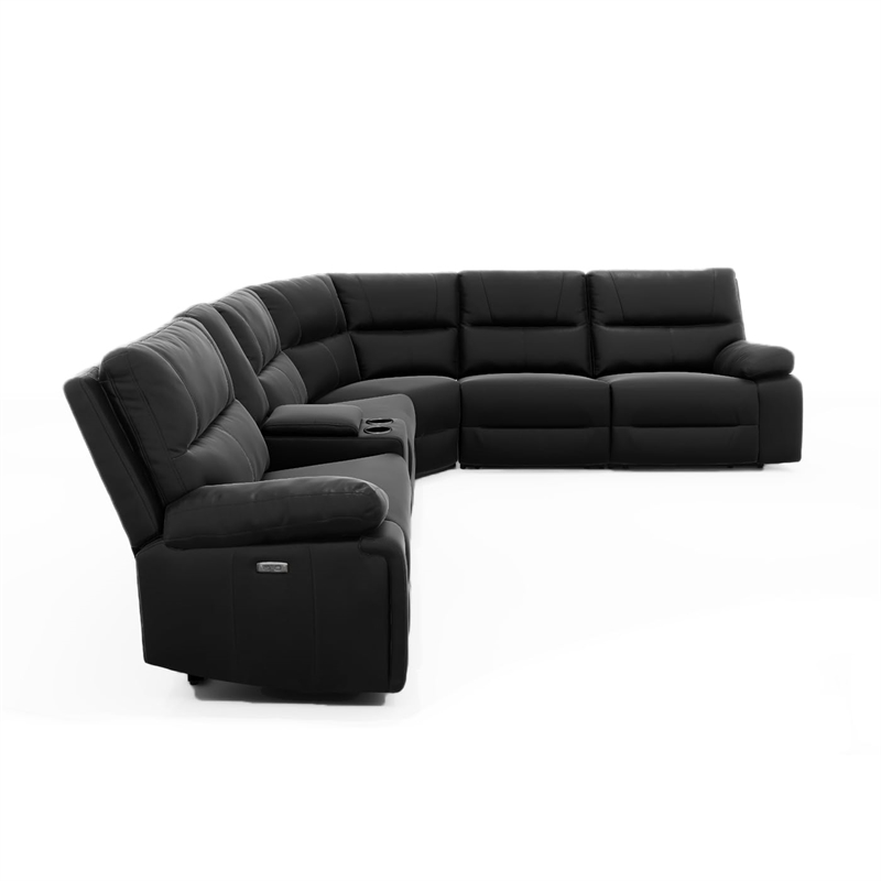 Malibu 130 Modern Power Motion 6 Piece Reclining Sectional with Cup Holder Black