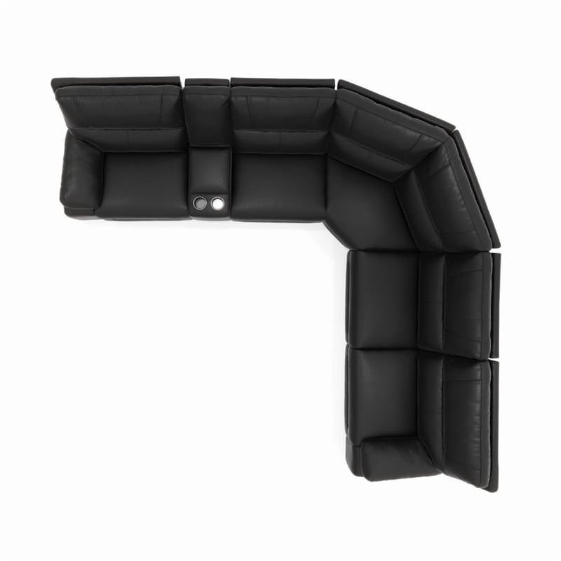 Malibu 130 Modern Power Motion 6 Piece Reclining Sectional with Cup Holder Black