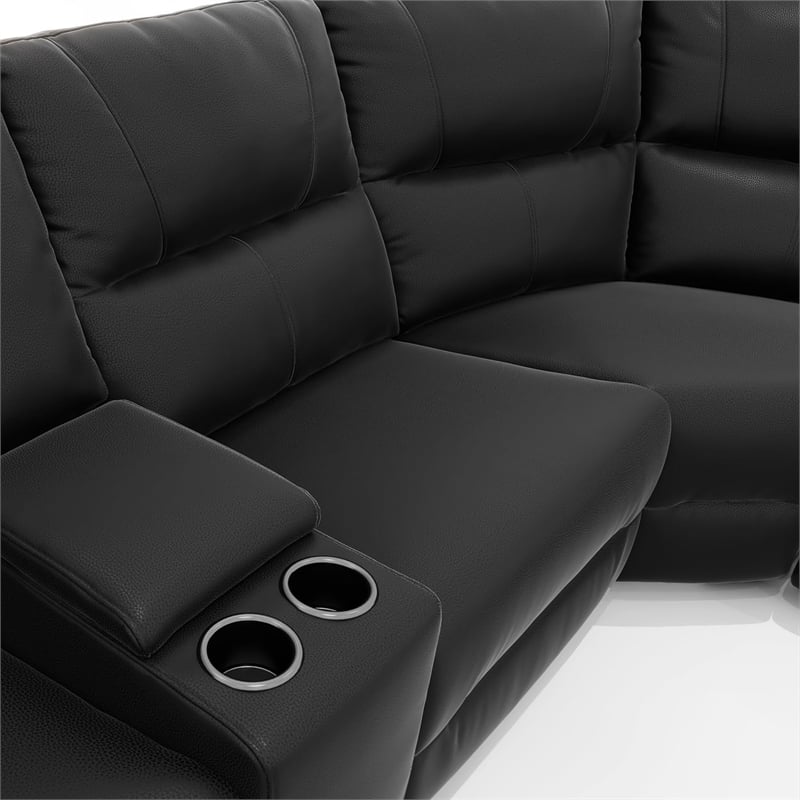 Malibu 130 Modern Power Motion 6 Piece Reclining Sectional with Cup Holder Black