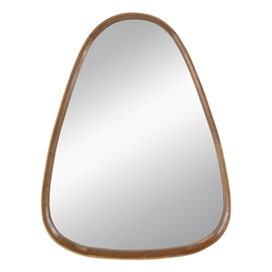 Naveen 37.5&quot Natural Pine Wood Oblong Oval Modern Wall Mirror
