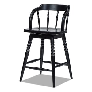 Breda 25.5&quot Turned Bubble Spindle Low-Back Wood Counter Stool Black