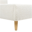 Roman Curved Headboard Upholstered Platform Bed Queen Ivory White Boucle