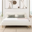 Roman Curved Headboard Upholstered Platform Bed King Ivory White Boucle