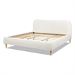 Roman Curved Headboard Upholstered Platform Bed King Ivory White Boucle