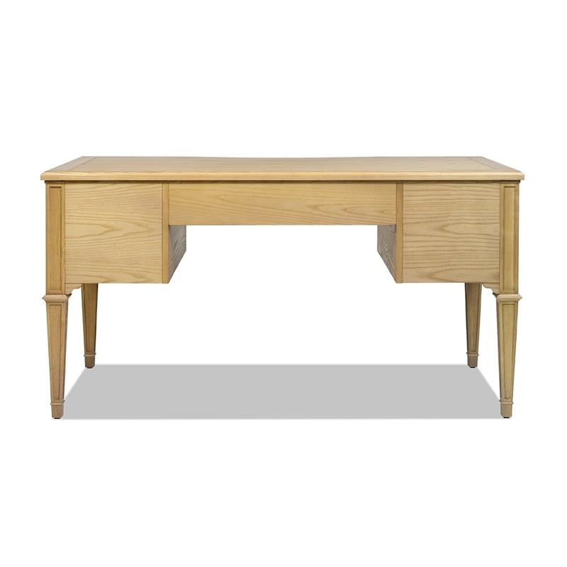 Dauphin Gold Accent 5-Drawer Wood Executive Desk Natural Brown Ash Wood & Veneer