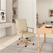 Dumont Modern High Back Executive Home Office Chair Neutral Cream Beige & Wood