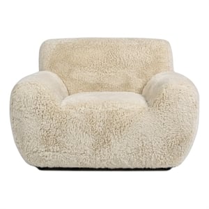 Summit 49&quot Faux Sheepskin Overstuffed Arm Chair Cream Beige