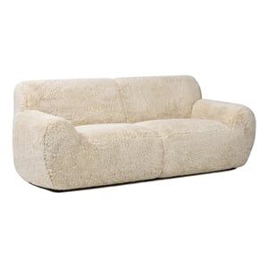Summit 83&quot Faux Sheepskin Overstuffed Sofa Cream Beige