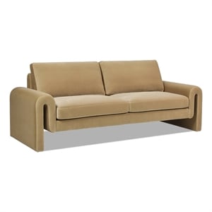 Mason 85&quot Arched Arm Sofa Camel Brown Beige