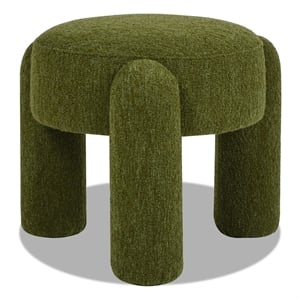 Hugoo 20.5&quot Round Fully Upholstered Ottoman Moss Green Boucle