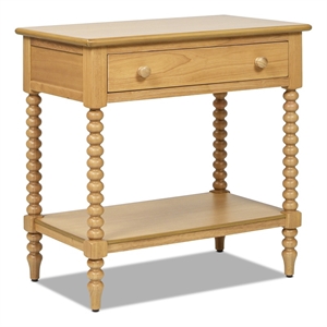 Easton 28 Modern Farmhouse Turned 1-Drawer Side Table with Shelf Natural Brown