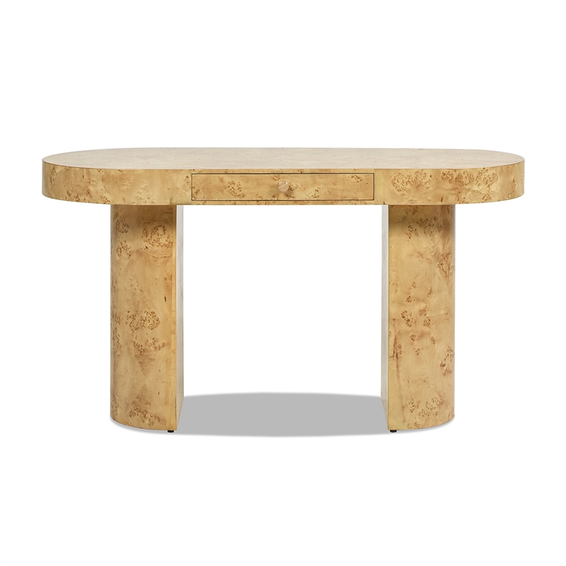 Jesse 55.5 Single Drawer Oval Computer Desk Warm Natural Brown