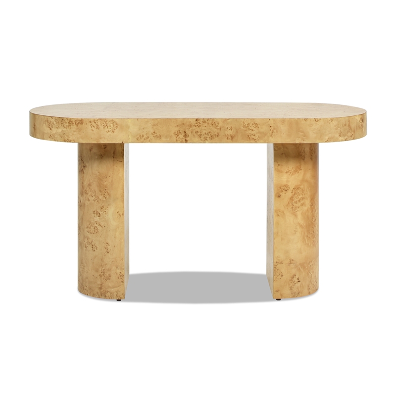 Jesse 55.5 Single Drawer Oval Computer Desk Warm Natural Brown