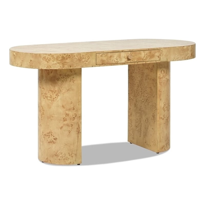 Jesse 55.5 Single Drawer Oval Computer Desk Warm Natural Brown