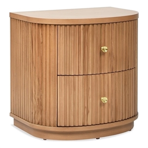 Valentine 24&quot 2-Drawer Storage Side Table Natural Brown
