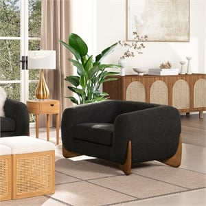 Alpine 44&quot Sherpa Arm Chair Ebony Black Boucle