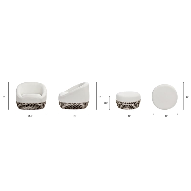 Willow 2pc Upholstered Woven Patio Armchair Set with Ottoman Wheat Beige