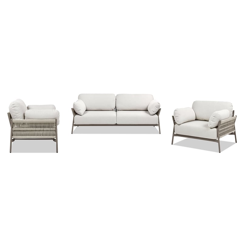 Jasper 3pc Upholstered Patio Deep Seating Conversation Set Wheat Beige