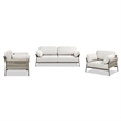 Jasper 3pc Upholstered Patio Deep Seating Conversation Set Wheat Beige