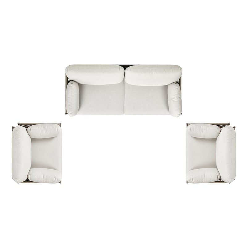 Jasper 3pc Upholstered Patio Deep Seating Conversation Set Wheat Beige