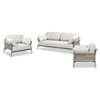 Jasper 3pc Upholstered Patio Deep Seating Conversation Set Wheat Beige