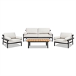 Zara 4pc Dowel Frame Bolster Patio Deep Seating Conversation Set Wheat Beige