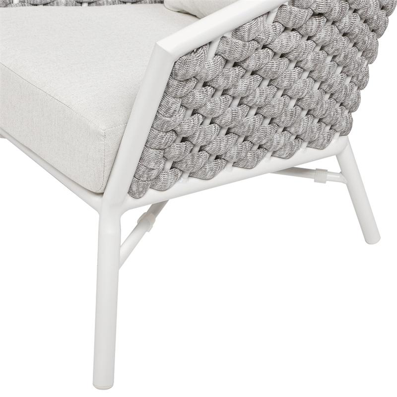 Rowan 30.5 Rope Barrel Back Patio Accent Arm Chair Set of 2 Optic White