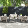 Everly 3pc Woven Frame Barrel Deep Seating Patio Conversation Set Oat Beige