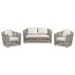 Everly 3pc Woven Frame Barrel Deep Seating Patio Conversation Set Oat Beige