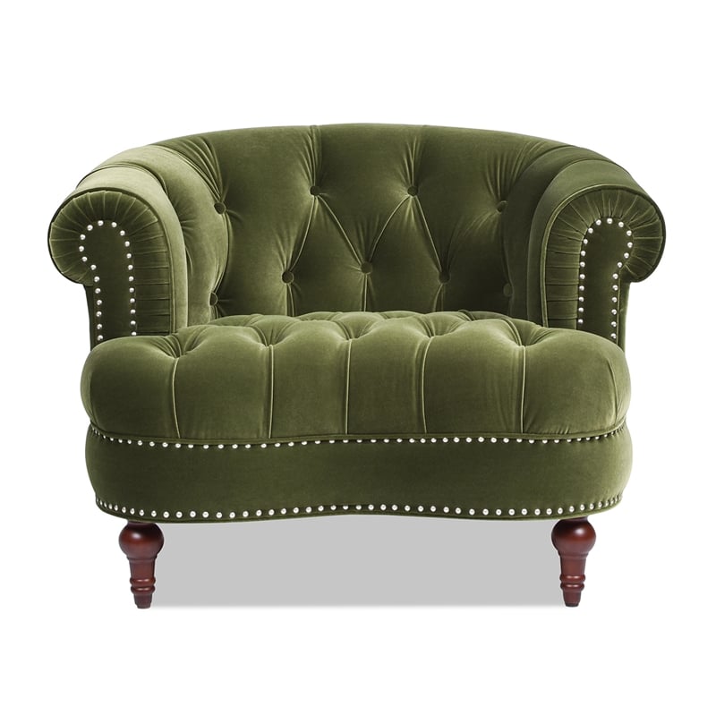 La Rosa Victorian Tufted Upholstered Accent Chair Olive Green