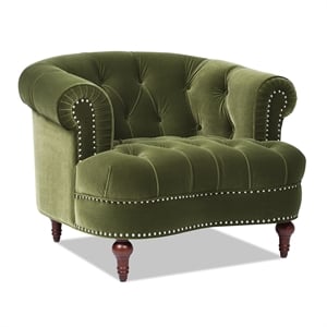 La Rosa Victorian Tufted Upholstered Accent Chair Olive Green