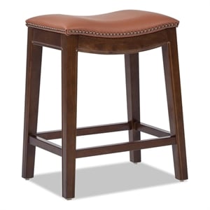 Barlow 24.5&quot Backless Saddle Counter Stool Brown with Top Grain Leather