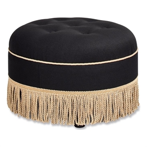 Yolanda 24&quot Round Upholstered Accent Ottoman Jet Black
