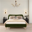 Roman Curved Headboard Upholstered Platform Bed Queen Olive Green