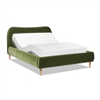 Roman Curved Headboard Upholstered Platform Bed Queen Olive Green