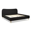 Roman Curved Headboard Upholstered Platform Bed King Ebony Black Boucle