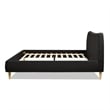 Roman Curved Headboard Upholstered Platform Bed King Ebony Black Boucle